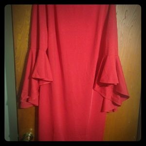 Red Flair Sleeve Dress